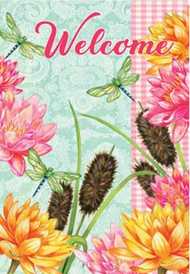 Dragonfly Cattails 4556 Decorative Flag