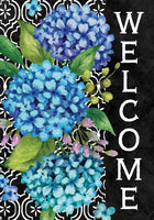 Hydrangeas on Black  5084  Decorative Flag