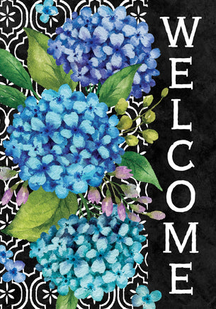 Hydrangeas on Black  5084  Decorative Flag