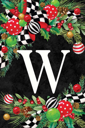 Monogram WChristmas Swag  5549  Decorative Flag