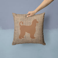 Afghan Hound Burlap and Brown   Canvas Fabric Decorative Pillow BB1066
