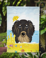 Longhair Black and Tan Dachshund Summer Beach Flag Garden Size BB2081GF