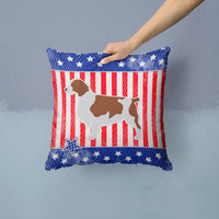 USA Patriotic Welsh Springer Spaniel Fabric Decorative Pillow BB3300PW1414