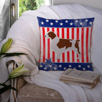 USA Patriotic Welsh Springer Spaniel Fabric Decorative Pillow BB3300PW1414