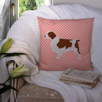 Welsh Springer Spaniel Checkerboard Pink Fabric Decorative Pillow BB3600PW1414