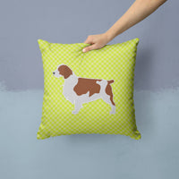 Welsh Springer Spaniel Checkerboard Green Fabric Decorative Pillow BB3800PW1414
