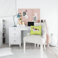 Welsh Springer Spaniel Checkerboard Green Fabric Decorative Pillow BB3800PW1414