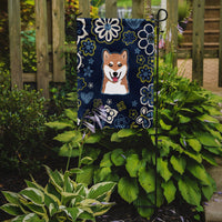 Blue Flowers Shiba Inu Flag Garden Size BB5076GF