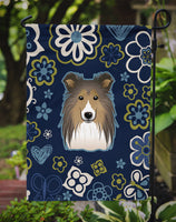 Blue Flowers Sheltie Flag Garden Size BB5093GF