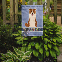 Border Collie Red White Welcome Flag Garden Size BB5700GF