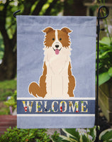 Border Collie Red White Welcome Flag Garden Size BB5700GF
