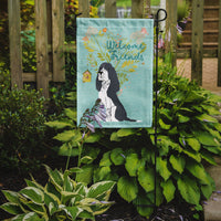 Welcome Friends Black Springer Spaniel Flag Garden Size BB7621GF