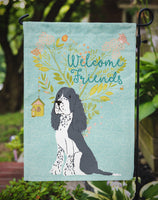 Welcome Friends Black Springer Spaniel Flag Garden Size BB7621GF