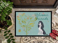 Welcome Friends Black Springer Spaniel Indoor or Outdoor Mat 24x36 BB7621JMAT