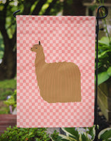 Alpaca Suri Pink Check Flag Garden Size