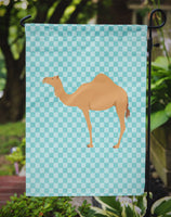 Arabian Camel Dromedary Blue Check Flag Garden Size