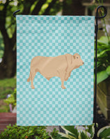Charolais Cow Blue Check Flag Garden Size