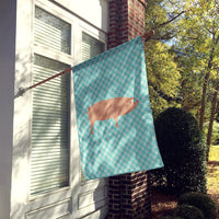 American Landrace Pig Blue Check Flag Canvas House Size BB8106CHF