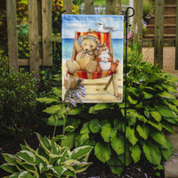 Summer Teddy Bear and Cat on Beach Flag Garden Size CDCO0336GF