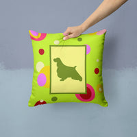 Lime Green Dots English Springer Spaniel Fabric Decorative Pillow CK1029PW1414