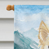 Mountian Flowers White Collie Flag Canvas House Size CK2514CHF