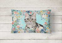 American Shorthair Spring Flowers Canvas Fabric Decorative Pillow CK3388PW1216
