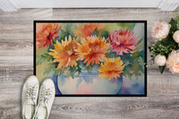 Chrysanthemums in Watercolor Doormat 18x27