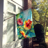 Hawaii Hawaiian Hibiscus in Watercolor House Flag