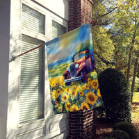 Kansas Sunflowers in Watercolor House Flag