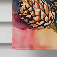 Maine White Pine Cone and Tassels in Watercolor House Flag