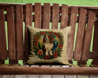 Welsh Springer Spaniel Christmas Flowers Throw Pillow