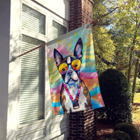 Boston Terrier Hippie Dawg House Flag