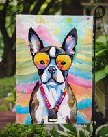 Boston Terrier Hippie Dawg Garden Flag