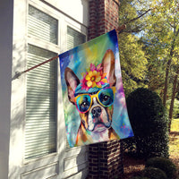 Boston Terrier Hippie Dawg House Flag