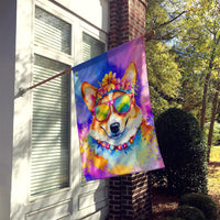 Corgi Hippie Dawg House Flag