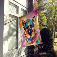 German Shepherd Hippie Dawg House Flag