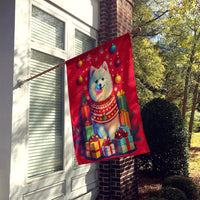 Japanese Spitz Holiday Christmas House Flag