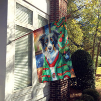 Border Collie Christmas House Flag