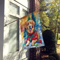 Golden Retriever Christmas House Flag