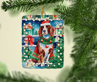 Welsh Springer Spaniel Christmas Porcelain Ornament