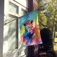 Hippie Animal Hippopotamus House Flag