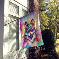 Hippie Animal Wolf House Flag