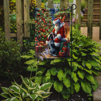 Bluetick Hound and Santa Claus Garden Flag