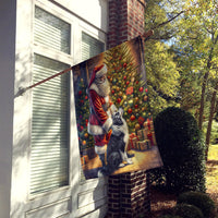 Border Collie and Santa Claus House Flag