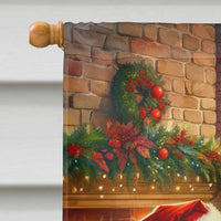German Shepherd and Santa Claus House Flag