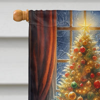 Golden Retriever and Santa Claus House Flag