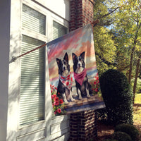 Border Collie Two Hearts House Flag