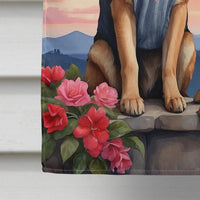 German Shepherd Two Hearts House Flag