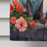 German Shorthaired Pointer Two Hearts House Flag