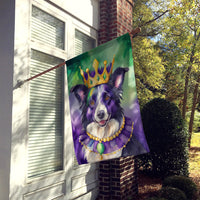 Border Collie King of Mardi Gras House Flag